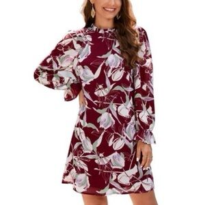 NWT Kojooin Floral Long Sleeve Shift Dress Women’s Small